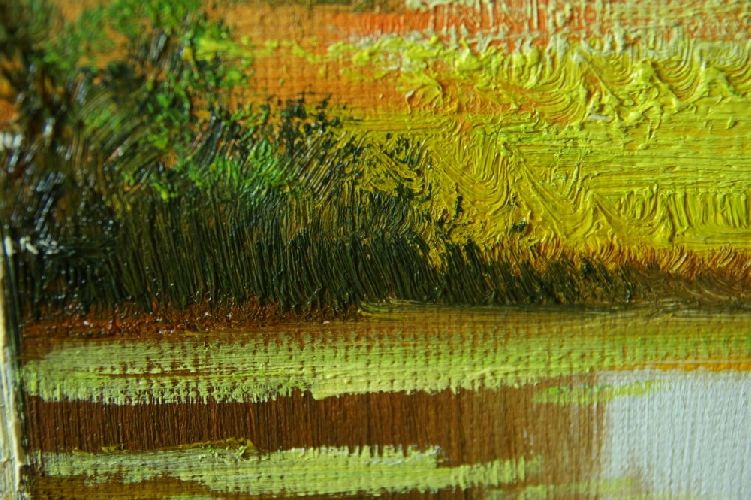 Картина "У реки" Цена: 13400 руб. Размер: 90 x 60 см. Увеличенный фрагмент.