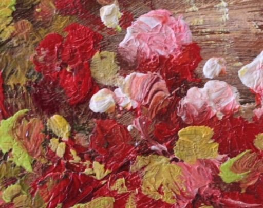 Картина "Улочка в цветах" Цена: 6600 руб. Размер: 90 x 60 см. Увеличенный фрагмент.