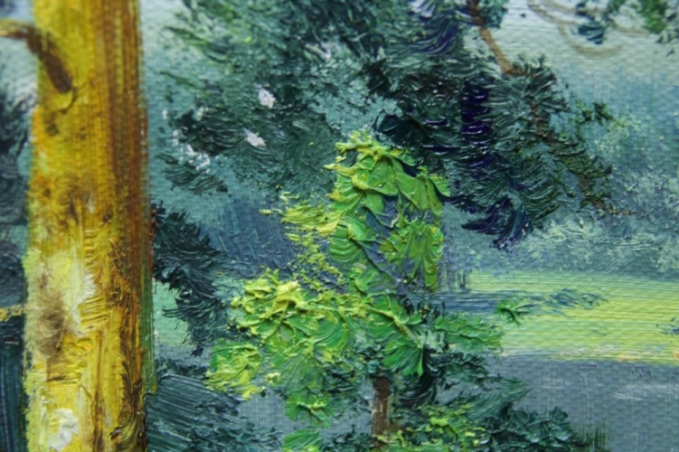 Картина "В лесу" Цена: 5500 руб. Размер: 40 x 30 см. Увеличенный фрагмент.