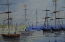 Картина "В порту" Цена: 4500 руб. Размер: 25 x 20 см. Увеличенный фрагмент.