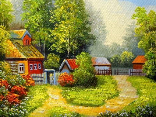 Картина "В селе" Цена: 5800 руб. Размер: 40 x 30 см.