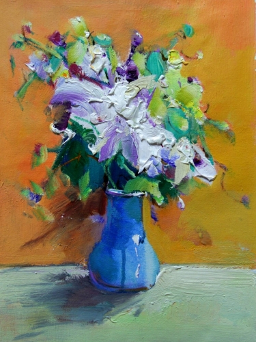 Картина маслом "В синей вазе" Цена: 4500 руб. Размер: 30 x 40 см.