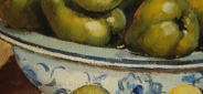 Картина "Ваза с грушами" Цена: 5500 руб. Размер: 25 x 20 см. Увеличенный фрагмент.