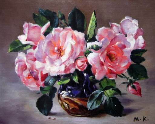 Картина "Ваза с розами" Цена: 7000 руб. Размер: 60 x 50 см.