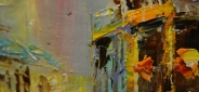 Картина "Вечерняя улица" Цена: 10000 руб. Размер: 90 x 60 см. Увеличенный фрагмент.