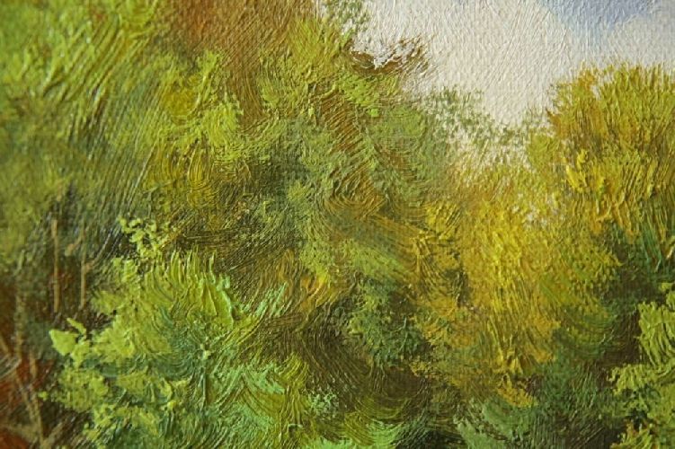 Репродукция картины "Весенний пейзаж" Кондратенко Цена: 8000 руб. Размер: 70 x 50 см. Увеличенный фрагмент.