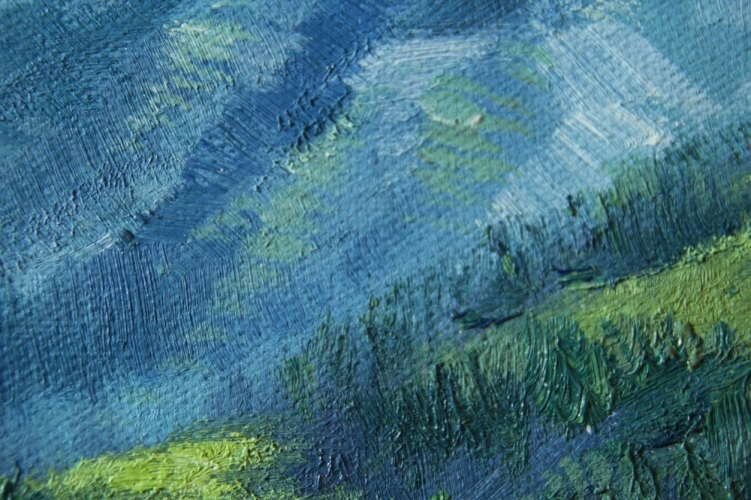 Картина "Весна в горах" Цена: 14900 руб. Размер: 90 x 60 см. Увеличенный фрагмент.