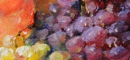 Картина "Виноград и персики" Цена: 8500 руб. Размер: 50 x 60 см. Увеличенный фрагмент.