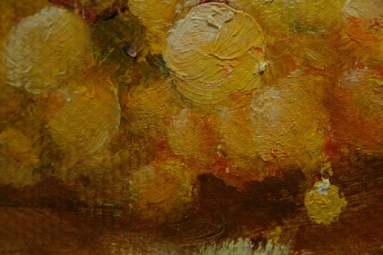 Картина "Виноград с гранатом" Цена: 14000 руб. Размер: 100 x 50 см. Увеличенный фрагмент.