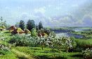 Картина "Яблони в цвету" - Сергеев Н.А. Цена: 17100 руб. Размер: 120 x 60 см.