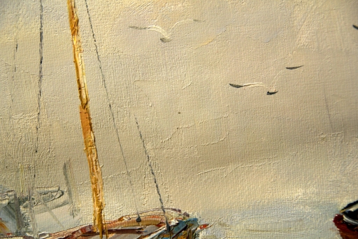 Картина "Яхточки" Цена: 8000 руб. Размер: 80 x 80 см. Увеличенный фрагмент.