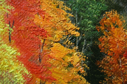 Картина  "Яркая осень" Цена: 6700 руб. Размер: 50 x 40 см. Увеличенный фрагмент.