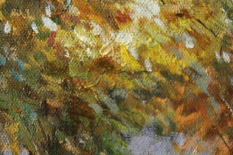 Картина "Природа осенью" Цена: 5100 руб. Размер: 60 x 50 см. Увеличенный фрагмент.