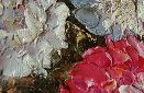 Картина маслом "Розовые и белые пионы" Цена: 9000 руб. Размер: 60 x 60 см. Увеличенный фрагмент.