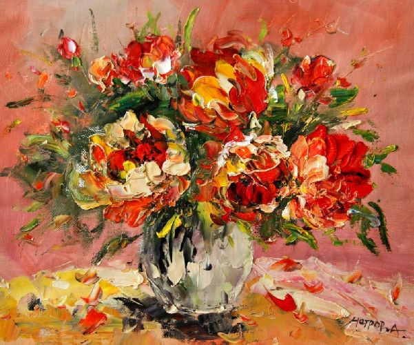 Картина "Яркие цветы" Цена: 9800 руб. Размер: 60 x 50 см.