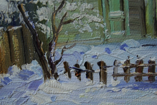 Картина "Зимнее утро" Цена: 4900 руб. Размер: 25 x 20 см. Увеличенный фрагмент.