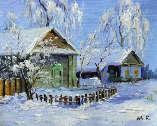 Картина "Зимнее утро" Цена: 4900 руб. Размер: 25 x 20 см.