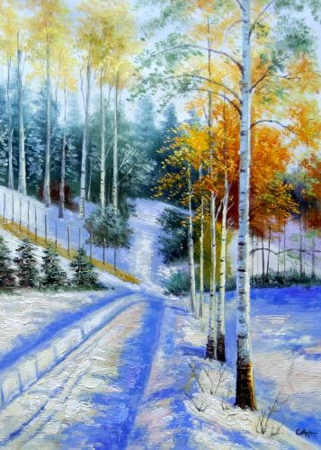 Картина "Зимний лес" Цена: 9000 руб. Размер: 50 x 70 см.