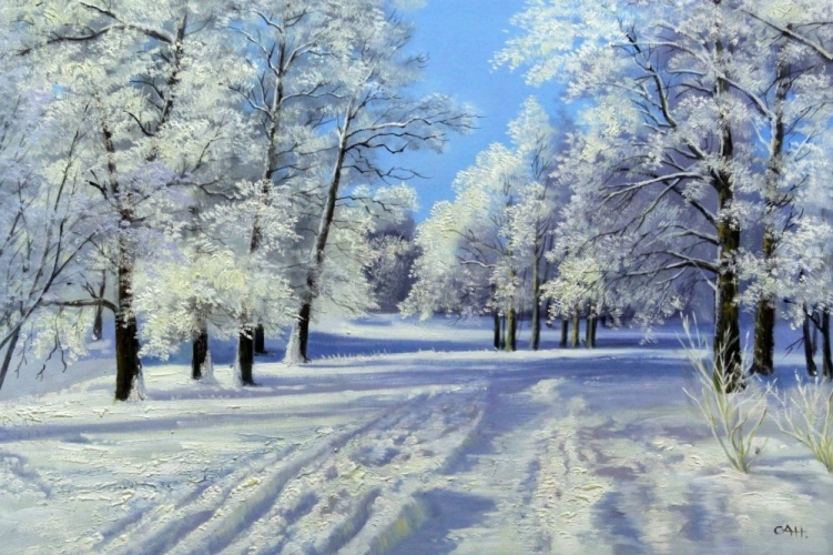 Картина "Зимой" Цена: 15500 руб. Размер: 90 x 60 см.