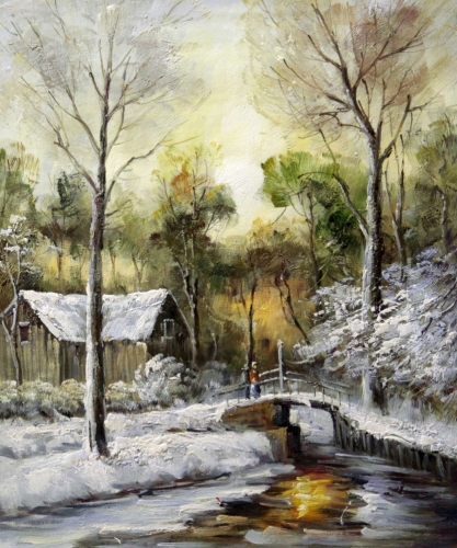Картина "Зимой в деревне" Цена: 6500 руб. Размер: 50 x 60 см.